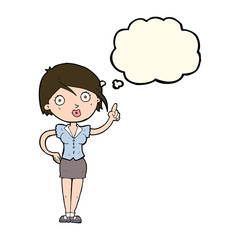 cartoon pretty woman with idea with thought bubble