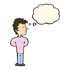 cartoon man ignoring with thought bubble