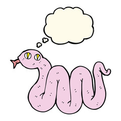 funny cartoon snake with thought bubble