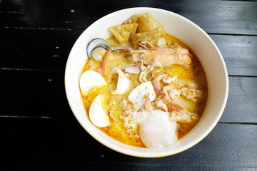 Thai Food - Tomyam with seafood and eggs