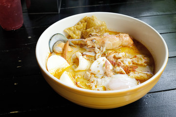 Thai Food - Tomyam with seafood and eggs