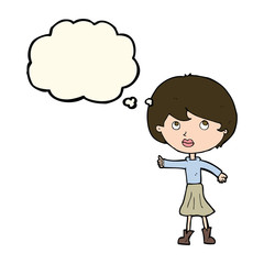 cartoon woman asking question with thought bubble