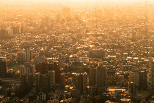 Tokyo cityscape at sunset