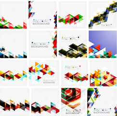 Set of triangle geometric abstract backgrounds