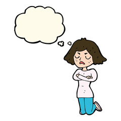 cartoon annoyed woman with thought bubble