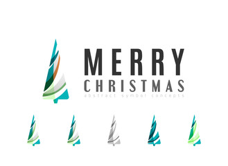 Set of abstract Christmas Tree Icons, business logo concepts