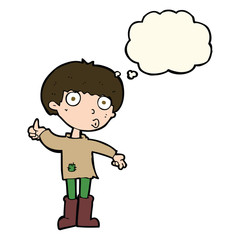 cartoon boy asking question with thought bubble