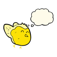 cartoon bird with thought bubble