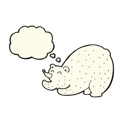 cartoon stretching polar bear with thought bubble
