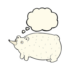 funny cartoon bear with thought bubble