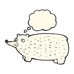 funny cartoon bear with thought bubble