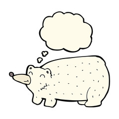 funny cartoon polar bear with thought bubble