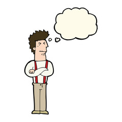 cartoon annoyed man with thought bubble