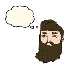 cartoon bearded man with thought bubble