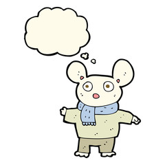 Obraz na płótnie Canvas cartoon mouse in clothes with thought bubble