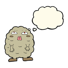 funny cartoon monster with thought bubble