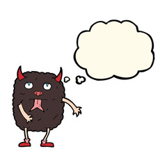 funny cartoon monster with thought bubble