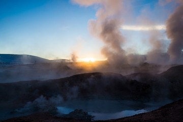 Fototapeta premium hot mud pools in bolivia at 5000m