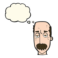 cartoon bored old man with thought bubble