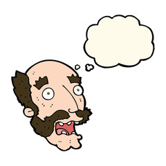 cartoon shocked old man with thought bubble