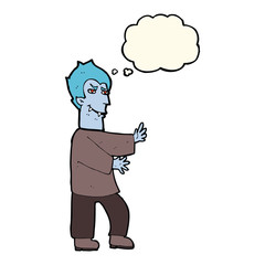 cartoon vampire with thought bubble
