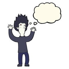 cartoon vampire with thought bubble