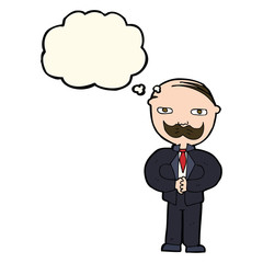 cartoon old man with mustache with thought bubble