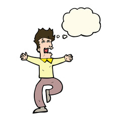 cartoon terrified man with thought bubble