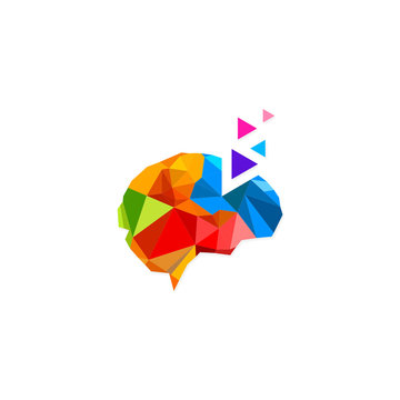 triangle colorful brain abstract logo