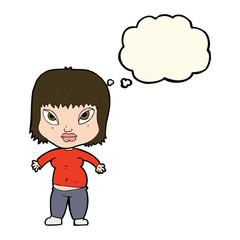 cartoon overweight woman with thought bubble