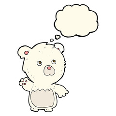 cartoon polar teddy bear with thought bubble