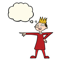 cartoon pointing prince with thought bubble