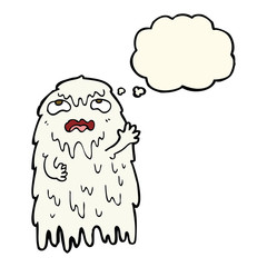 gross cartoon ghost with thought bubble