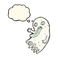 gross cartoon ghost with thought bubble