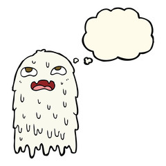 gross cartoon ghost with thought bubble