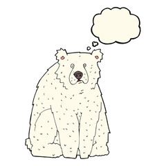cartoon funny polar bear with thought bubble