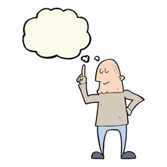 cartoon man pointing finger with thought bubble