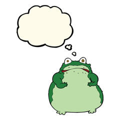 cartoon fat frog with thought bubble