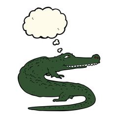cartoon crocodile with thought bubble