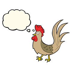 cartoon cockerel with thought bubble