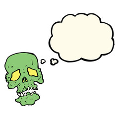 cartoon skull with thought bubble
