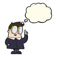 cartoon scientist with thought bubble