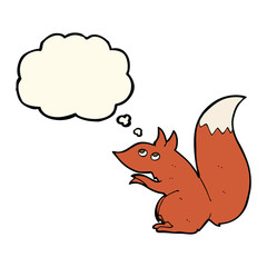 cartoon red squirrel with thought bubble