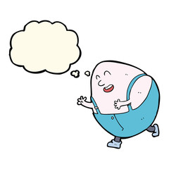 cartoon humpty dumpty egg character with thought bubble