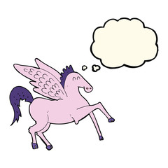 cartoon pegasus with thought bubble