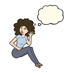 cartoon woman listening with thought bubble