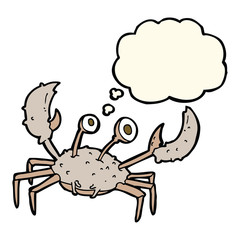 cartoon crab with thought bubble
