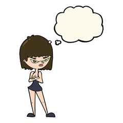 cartoon angry woman with thought bubble