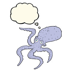 cartoon octopus with thought bubble