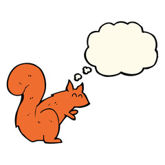 cartoon red squirrel with thought bubble